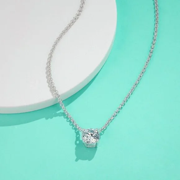 Certified 2 ct. t.w. Moissanite Diamond Solitaire Necklace NEW A - Picture 3 of 9